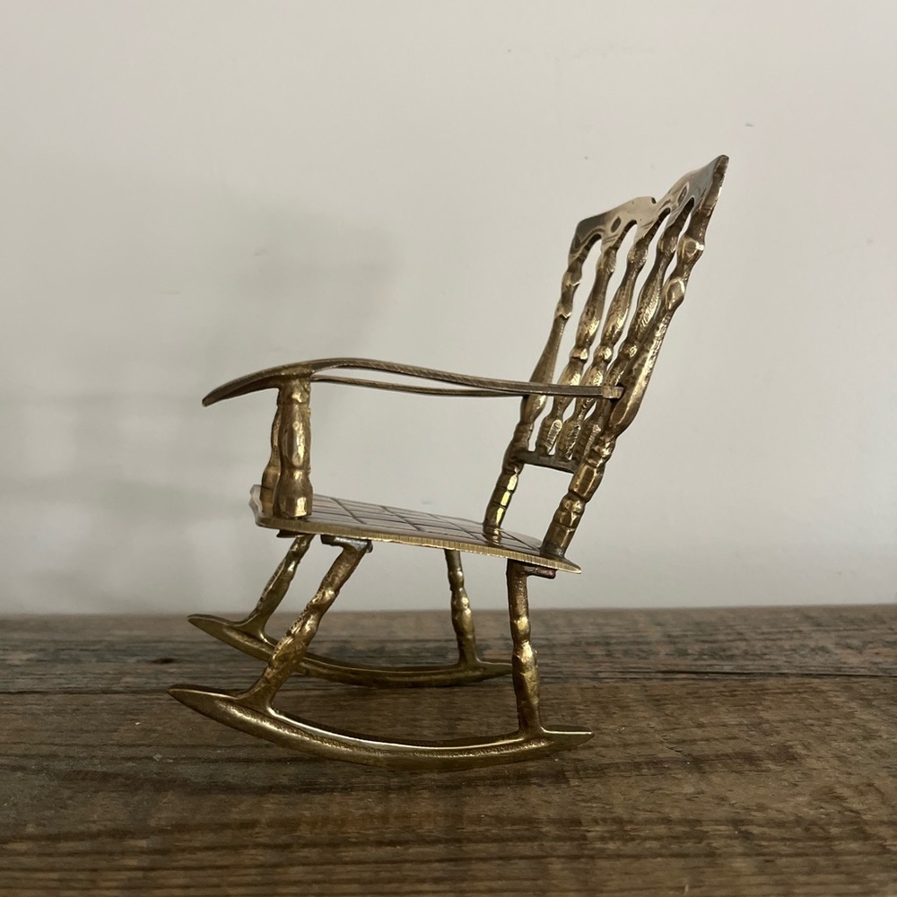 Vintage Brass Rocking Chair Figurine - Picture 5 of 5